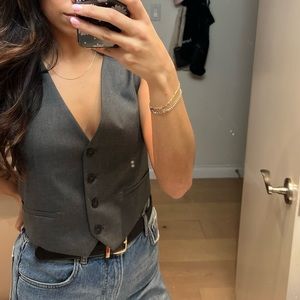 Zara cropped button up vest